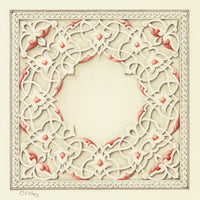 Elegant art print of a square biomorphic design with subtly shaded stems and motifs